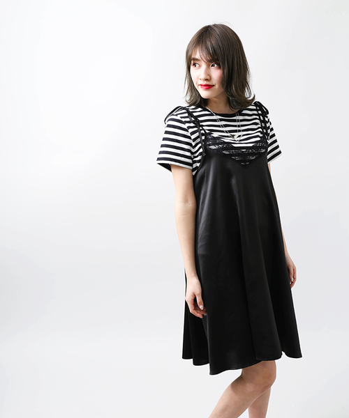 WEGO（ウィゴー）の「WEGO/【2点セット】Tシャツ付きキャミワンピース（ワンピース・レディース・ブラック/その他2/その他1/ブラック系その他/オフホワイト/その他3・FREE）」の19枚目の写真