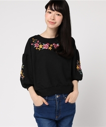 Honeys | ボリュームスリーブ　刺繍入りプルオーバ－(スウェット)