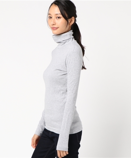 PETIT BATEAU（プチバトー）の「タートルネック長袖Ｔシャツ（Tシャツ/カットソー・レディース・霜降りグレー・MEDIUM/X-SMALL/SMALL）」の2枚目の写真
