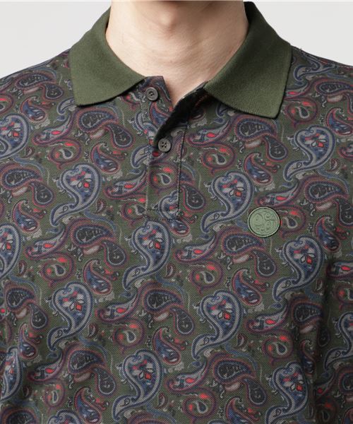 プリティーグリーン　SS GRETTON ペイズリー ポロシャツ(グレー) Pretty Green（プリティーグリーン）の「SS GOLBORNEペイズリー