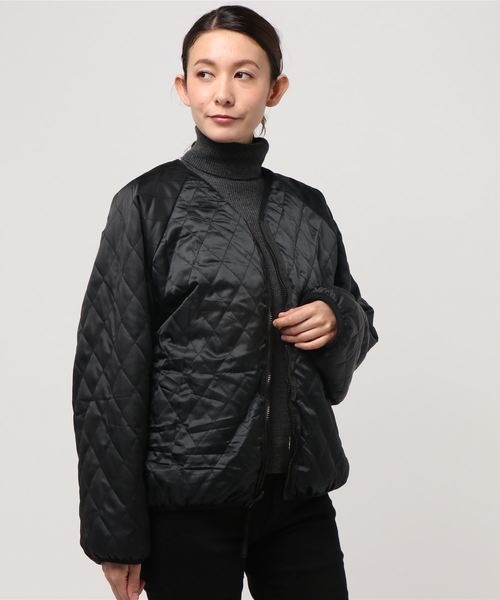 RAY CASSIN（レイカズン）の「リバーシブルブルゾン（ボア×キルティング）（ブルゾン・レディース・ブラック/ベージュ/キナリ・FREE）」の5枚目の写真