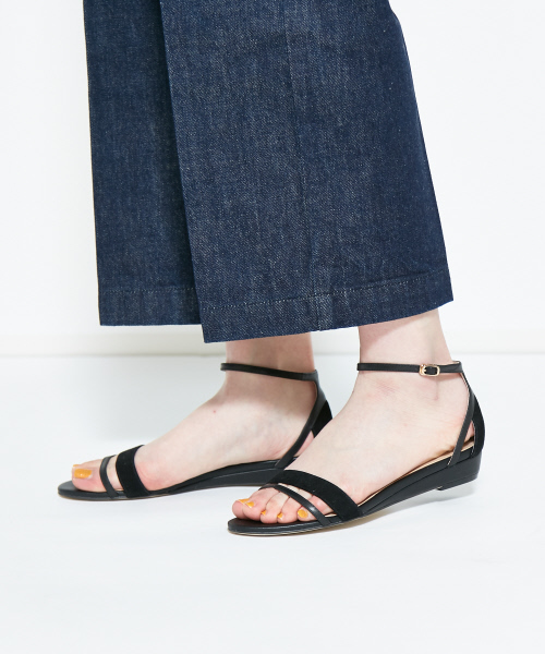 PICHE ABAHOUSE（ピシェ アバハウス）の「アンクルストラップウェッジサンダル（サンダル・レディース・ライトブルー/ブラック/ピンク/マスタード・38/39/35/36/37/40/34）」の6枚目の写真