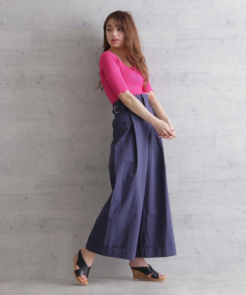 FREE'S MART（フリーズマート）の「◆スカラトリムＶネックリブニット（ニット/セーター・レディース・グレー/ホワイト/ピンク/ネイビー・FREE）」の7枚目の写真