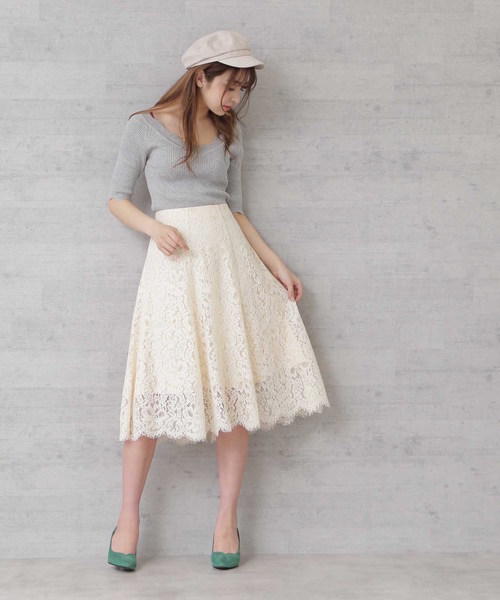 FREE'S MART（フリーズマート）の「◆スカラトリムＶネックリブニット（ニット/セーター・レディース・グレー/ホワイト/ピンク/ネイビー・FREE）」の9枚目の写真