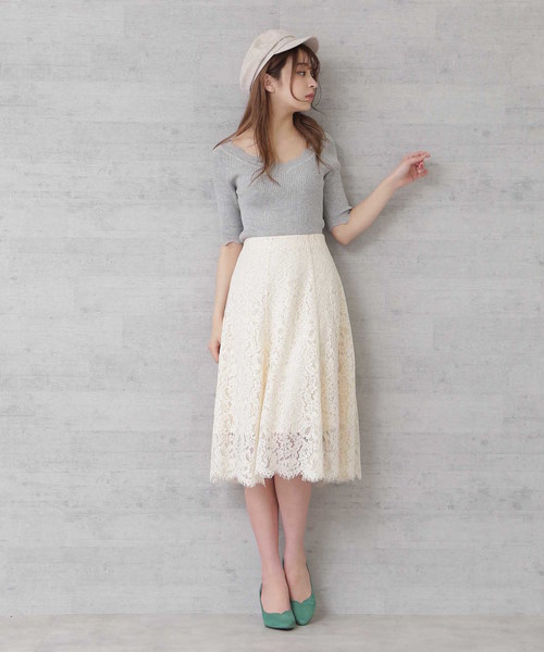 FREE'S MART（フリーズマート）の「◆スカラトリムＶネックリブニット（ニット/セーター・レディース・グレー/ホワイト/ピンク/ネイビー・FREE）」の5枚目の写真