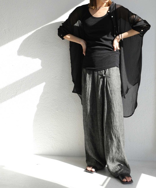 antiqua(アンティカ)の「リブタンクトップ(タンクトップ・レディース・チャコールグレー/ネイビー/杢グレー/ブラック×ホワイト/オートミール/カーキ/ホワイト/ブラック・FREE)」の13枚目の写真