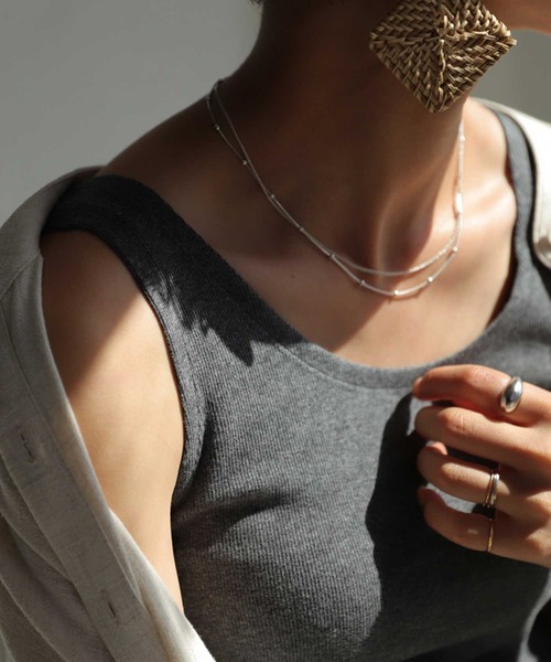 antiqua(アンティカ)の「リブタンクトップ(タンクトップ・レディース・チャコールグレー/ネイビー/杢グレー/ブラック×ホワイト/オートミール/カーキ/ホワイト/ブラック・FREE)」の15枚目の写真