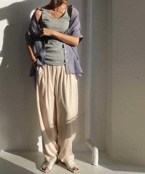 antiqua(アンティカ)の「リブタンクトップ(タンクトップ・レディース・チャコールグレー/ネイビー/杢グレー/ブラック×ホワイト/オートミール/カーキ/ホワイト/ブラック・FREE)」の19枚目の写真