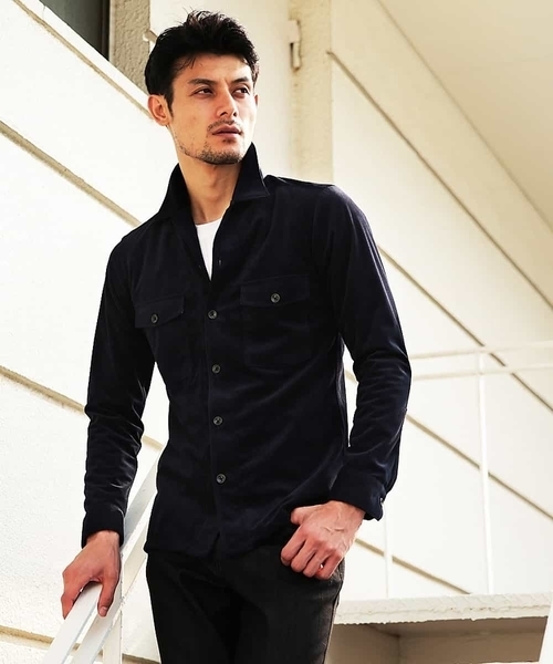 MICHEL KLEIN HOMME (ミッシェルクランオム)の「シャツ(マイクロベロアツイル)(シャツ/ブラウス・メンズ・カーキ/ネイビー・SMALL/MEDIUM/LARGE/X-LARGE)」の9枚目の写真