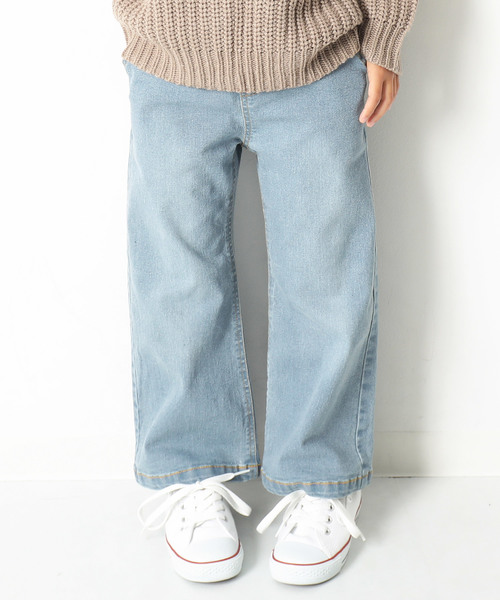 devirock（デビロック）の「楽デニム ストレッチワイドデニムパンツ ワイドパンツ（デニムパンツ・キッズ・ネイビー/サックスブルー/ブルー系その他/ワンウォッシュ・110cm/100cm/120cm/130cm/140cm/150cm/160cm）」の3枚目の写真