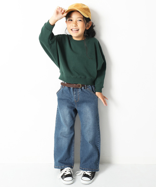 devirock（デビロック）の「楽デニム ストレッチワイドデニムパンツ ワイドパンツ（デニムパンツ・キッズ・ネイビー/サックスブルー/ブルー系その他/ワンウォッシュ・110cm/100cm/120cm/130cm/140cm/150cm/160cm）」の5枚目の写真