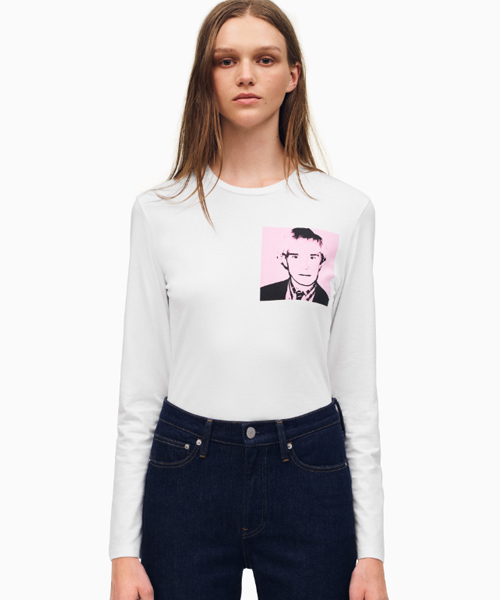 Calvin Klein Jeans(カルヴァンクラインジーンズ)の「ウォーホル ポートレート レギュラーフィット ロング スリーブ シャツ(Tシャツ/カットソー・レディース・ホワイト/ブラック・SMALL/MEDIUM/LARGE)」の1枚目の写真