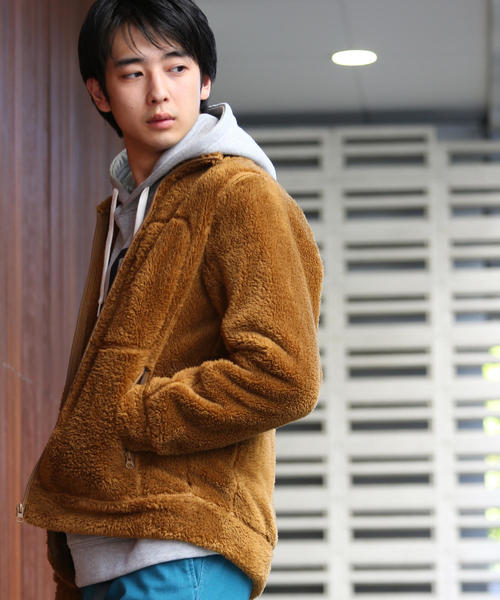 coen(コーエン)の「(セットアップ企画)シャギーボアフリーススタンドカラージップジャケット(ブルゾン・メンズ・パープル/ブラック/ブラウン・LARGE/MEDIUM/SMALL/X-LARGE)」の2枚目の写真