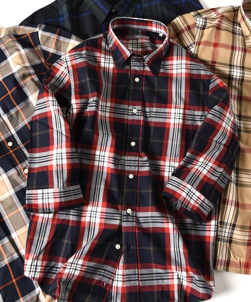 SHIPS（シップス）の「SU: ビッグ チェック レギュラーカラー 7スリーブシャツ（シャツ/ブラウス・メンズ・ベージュ/レッド/オレンジ/オリーブ・SMALL/MEDIUM/LARGE/X-LARGE）」の3枚目の写真
