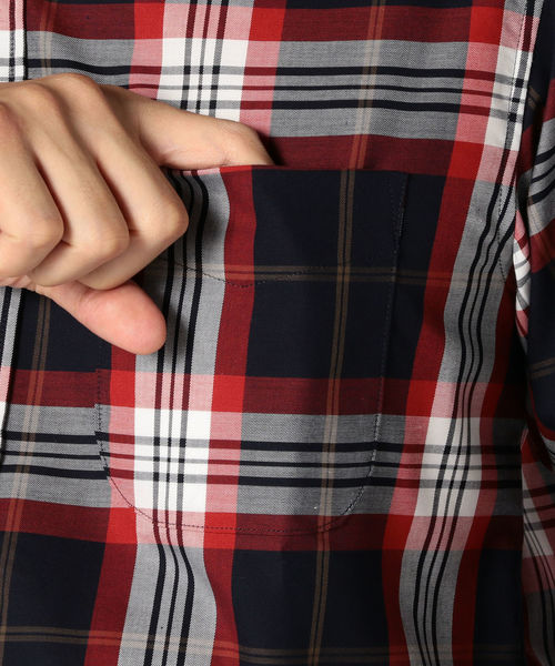 SHIPS（シップス）の「SU: ビッグ チェック レギュラーカラー 7スリーブシャツ（シャツ/ブラウス・メンズ・ベージュ/レッド/オレンジ/オリーブ・SMALL/MEDIUM/LARGE/X-LARGE）」の13枚目の写真