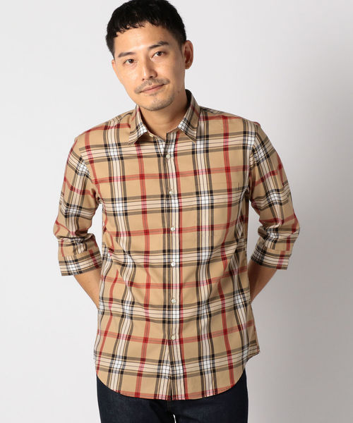 SHIPS（シップス）の「SU: ビッグ チェック レギュラーカラー 7スリーブシャツ（シャツ/ブラウス・メンズ・ベージュ/レッド/オレンジ/オリーブ・SMALL/MEDIUM/LARGE/X-LARGE）」の17枚目の写真