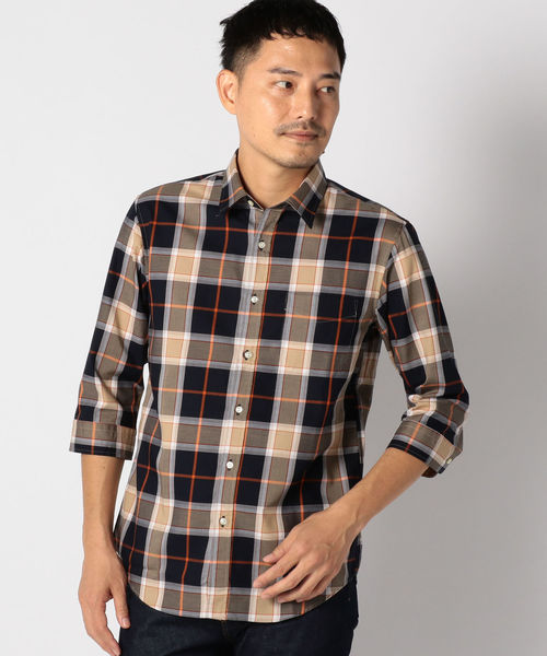 SHIPS（シップス）の「SU: ビッグ チェック レギュラーカラー 7スリーブシャツ（シャツ/ブラウス・メンズ・ベージュ/レッド/オレンジ/オリーブ・SMALL/MEDIUM/LARGE/X-LARGE）」の19枚目の写真