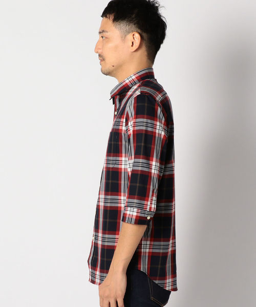 SHIPS（シップス）の「SU: ビッグ チェック レギュラーカラー 7スリーブシャツ（シャツ/ブラウス・メンズ・ベージュ/レッド/オレンジ/オリーブ・SMALL/MEDIUM/LARGE/X-LARGE）」の5枚目の写真