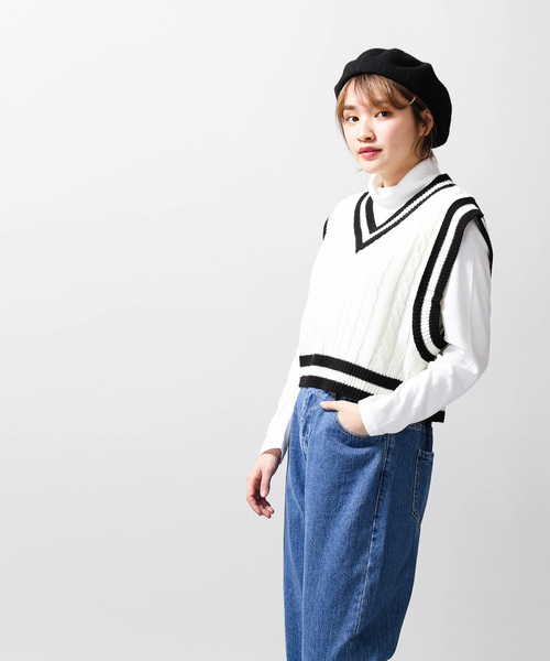 WEGO(ウィゴー)の「WEGO/ショートチルデンベスト(ベスト・レディース・ブラック/ホワイト/ダークグリーン/ベージュ・FREE)」の6枚目の写真