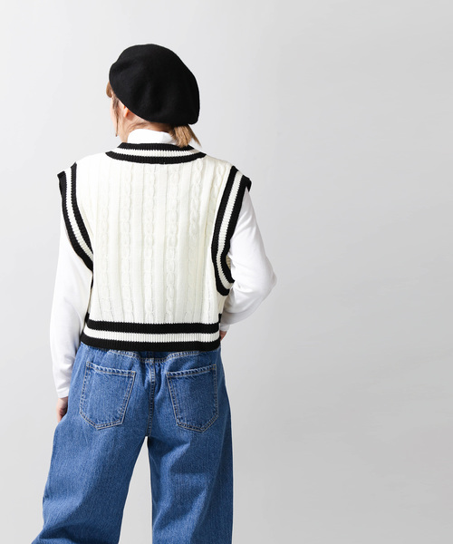 WEGO(ウィゴー)の「WEGO/ショートチルデンベスト(ベスト・レディース・ブラック/ホワイト/ダークグリーン/ベージュ・FREE)」の7枚目の写真