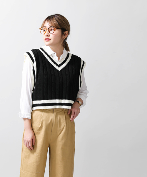 WEGO(ウィゴー)の「WEGO/ショートチルデンベスト(ベスト・レディース・ブラック/ホワイト/ダークグリーン/ベージュ・FREE)」の9枚目の写真