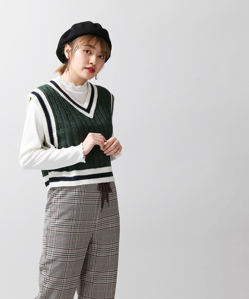 WEGO(ウィゴー)の「WEGO/ショートチルデンベスト(ベスト・レディース・ブラック/ホワイト/ダークグリーン/ベージュ・FREE)」の10枚目の写真