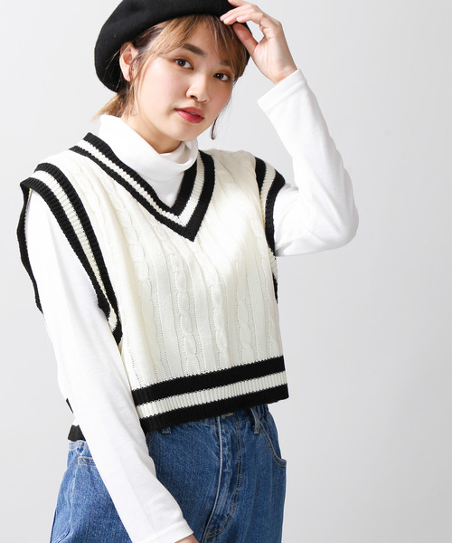 WEGO(ウィゴー)の「WEGO/ショートチルデンベスト(ベスト・レディース・ブラック/ホワイト/ダークグリーン/ベージュ・FREE)」の20枚目の写真