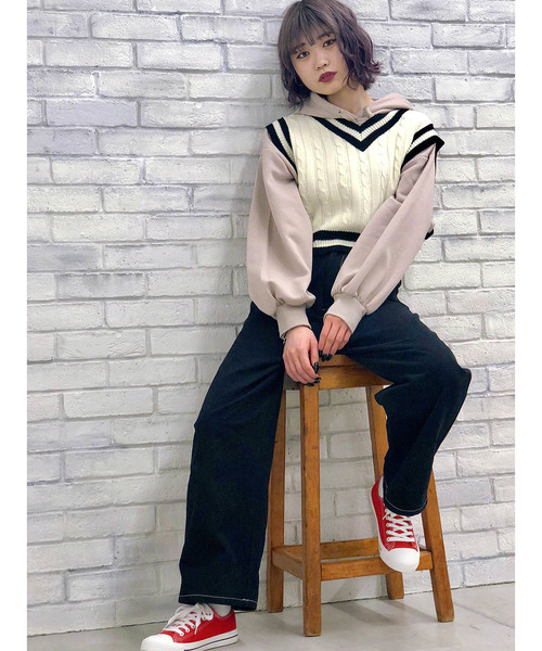 WEGO(ウィゴー)の「WEGO/ショートチルデンベスト(ベスト・レディース・ブラック/ホワイト/ダークグリーン/ベージュ・FREE)」の17枚目の写真