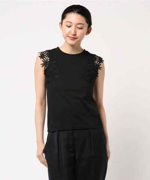 GeeRA(ジーラ)の「袖花柄レースカットソー(Tシャツ/カットソー・レディース・イエロー/オフホワイト/ブラック/ラベンダー・X-LARGE/SMALL/MEDIUM/LARGE)」の10枚目の写真