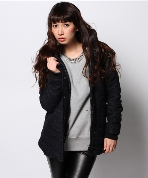 AZUL by moussy（アズールバイマウジー）の「ループツイードフード付 
