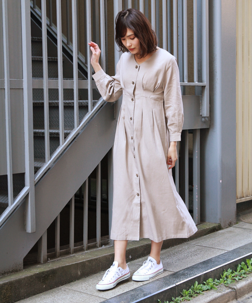 apres jour(アプレジュール)の「Vボタンリネン混ワンピース【ZOZOTOWN限定アイテム】(ワンピース・レディース・ベージュ/ラベンダー・フリー)」の13枚目の写真