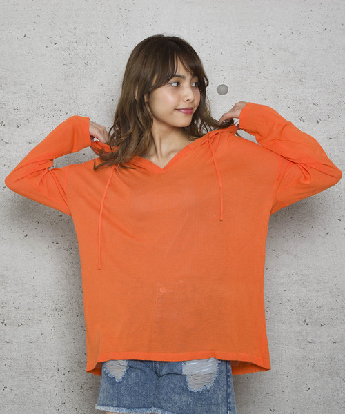 LUGG NAGG(ラグナグ)の「【Jewelobe/ ジュエローブ】シアールーズニットパーカー(パーカー・レディース・オフホワイト/イエロー/グリーン/オレンジ/ブラック・FREE)」の5枚目の写真