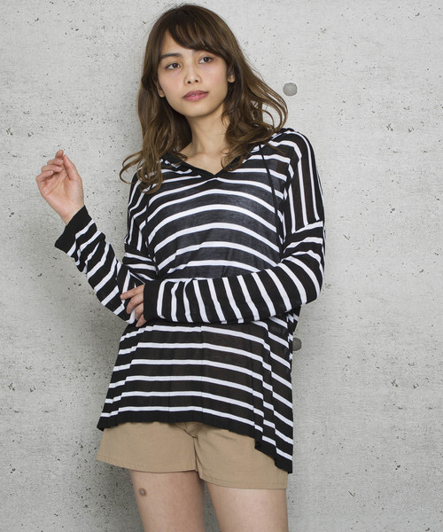 LUGG NAGG(ラグナグ)の「【Jewelobe/ ジュエローブ】シアールーズニットパーカー(パーカー・レディース・オフホワイト/イエロー/グリーン/オレンジ/ブラック・FREE)」の3枚目の写真