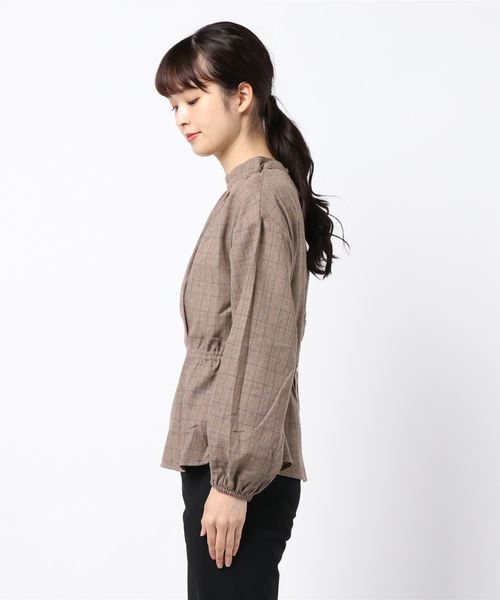 チェック柄 シャツ ブラウス プチハイ ペプラムブラウス シャツ ブラウス トップス セール Juglans ユグランス のファッション プチハイ