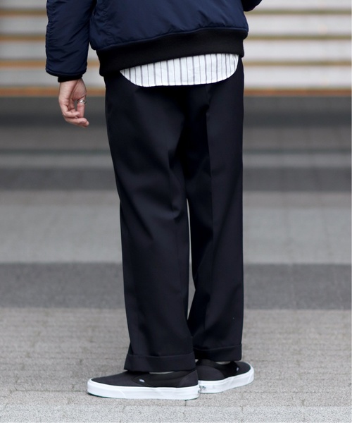 セール】ウールギャバジン 2タックワイドストレートパンツ セール】ウールギャバジン 2タックワイドストレートパンツ