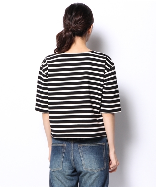 SHIPS for women(シップスフォーウィメン)の「ボーダー 5分袖 カットソー(Tシャツ/カットソー・レディース・ブラック/ネイビー/ホワイト・36/38)」の7枚目の写真