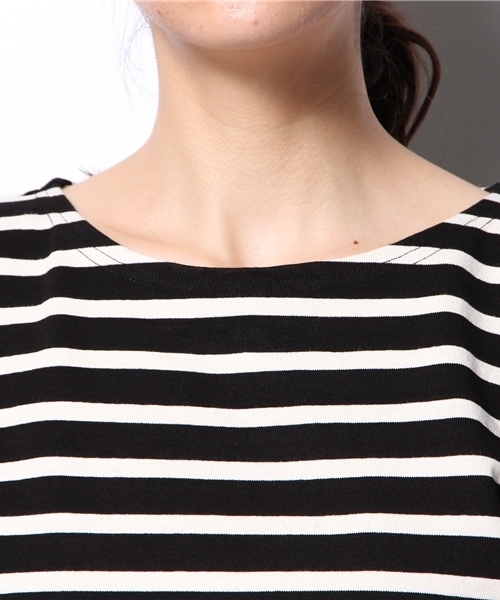 SHIPS for women(シップスフォーウィメン)の「ボーダー 5分袖 カットソー(Tシャツ/カットソー・レディース・ブラック/ネイビー/ホワイト・36/38)」の5枚目の写真