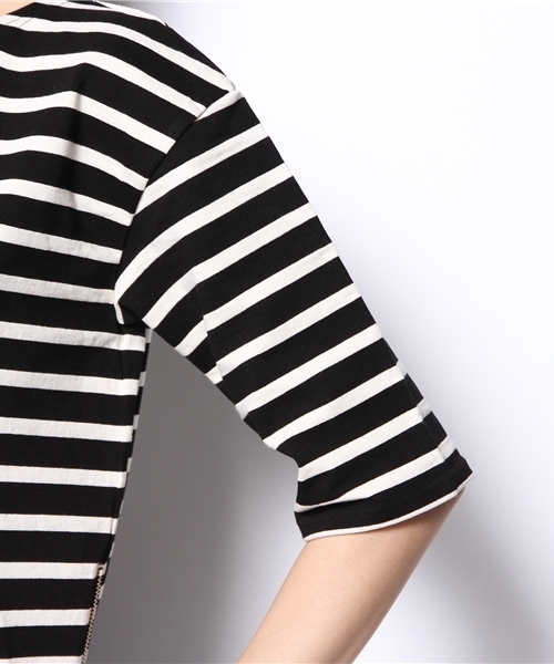 SHIPS for women(シップスフォーウィメン)の「ボーダー 5分袖 カットソー(Tシャツ/カットソー・レディース・ブラック/ネイビー/ホワイト・36/38)」の4枚目の写真