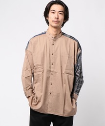 チャイハネ | 【チャイハネ】yul ジャガード×無地バンドカラーMEN'Sシャツ(シャツ/ブラウス)