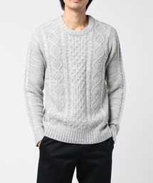 VIBGYOR Select/ケーブル編クルーネックニット(BL)
