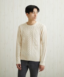 VIBGYOR Select/ケーブル編クルーネックニット(BL)