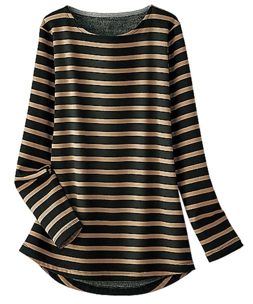 BELLUNA PLUS(ベルーナ)の「ふわふわ裏ファー素材ロングプルオーバー(Tシャツ/カットソー・レディース・ピンク/ターコイズブルー/グリーン/ボルドー/ブラック×グレー/ブラック系その他/グレー系その他/ベージュ系その他/ブルー系その他/イエロー×ブラック/ブラック系その他2/ブラック系その他3/チェリーピンク/ネイビー×ホワイト/グリーン系その他/ブラック/ブルー系その他2・MEDIUM/LARGE/X-LARGE)」の14枚目の写真