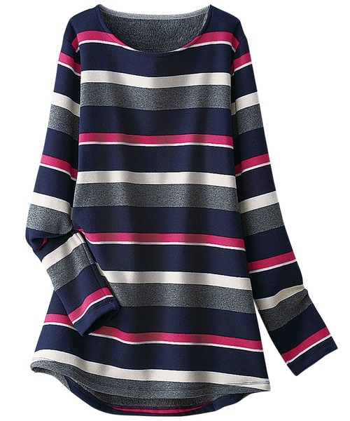 BELLUNA PLUS(ベルーナ)の「ふわふわ裏ファー素材ロングプルオーバー(Tシャツ/カットソー・レディース・ピンク/ターコイズブルー/グリーン/ボルドー/ブラック×グレー/ブラック系その他/グレー系その他/ベージュ系その他/ブルー系その他/イエロー×ブラック/ブラック系その他2/ブラック系その他3/チェリーピンク/ネイビー×ホワイト/グリーン系その他/ブラック/ブルー系その他2・MEDIUM/LARGE/X-LARGE)」の15枚目の写真