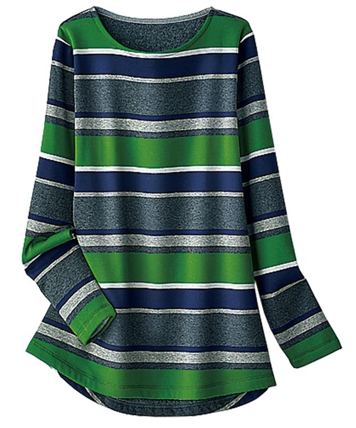 BELLUNA PLUS(ベルーナ)の「ふわふわ裏ファー素材ロングプルオーバー(Tシャツ/カットソー・レディース・ピンク/ターコイズブルー/グリーン/ボルドー/ブラック×グレー/ブラック系その他/グレー系その他/ベージュ系その他/ブルー系その他/イエロー×ブラック/ブラック系その他2/ブラック系その他3/チェリーピンク/ネイビー×ホワイト/グリーン系その他/ブラック/ブルー系その他2・MEDIUM/LARGE/X-LARGE)」の9枚目の写真
