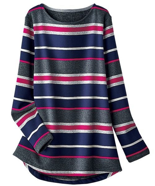 BELLUNA PLUS(ベルーナ)の「ふわふわ裏ファー素材ロングプルオーバー(Tシャツ/カットソー・レディース・ピンク/ターコイズブルー/グリーン/ボルドー/ブラック×グレー/ブラック系その他/グレー系その他/ベージュ系その他/ブルー系その他/イエロー×ブラック/ブラック系その他2/ブラック系その他3/チェリーピンク/ネイビー×ホワイト/グリーン系その他/ブラック/ブルー系その他2・MEDIUM/LARGE/X-LARGE)」の16枚目の写真