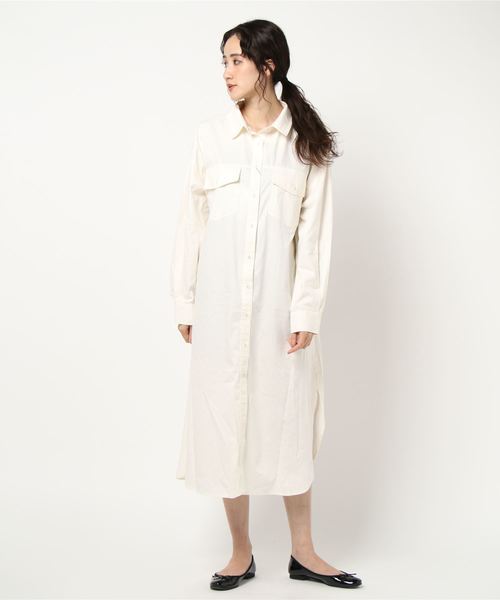 PAGEBOY（ページボーイ）の「ロングミリタリーシャツワンピース（ワンピース・レディース・カーキ/グレイッシュベージュ/ホワイト・FREE）」の8枚目の写真