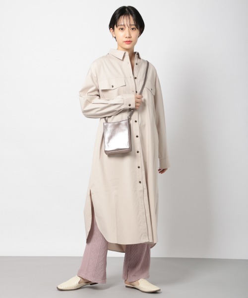 PAGEBOY（ページボーイ）の「ロングミリタリーシャツワンピース（ワンピース・レディース・カーキ/グレイッシュベージュ/ホワイト・FREE）」の20枚目の写真