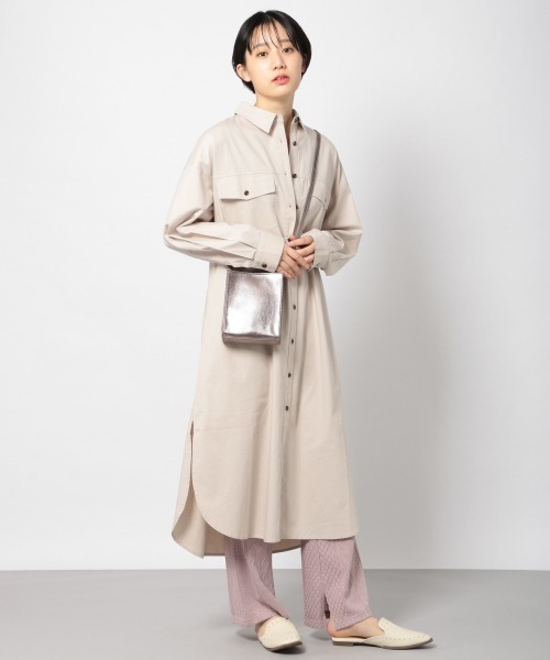 PAGEBOY（ページボーイ）の「ロングミリタリーシャツワンピース（ワンピース・レディース・カーキ/グレイッシュベージュ/ホワイト・FREE）」の19枚目の写真