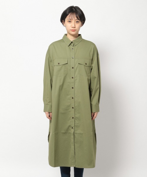 PAGEBOY（ページボーイ）の「ロングミリタリーシャツワンピース（ワンピース・レディース・カーキ/グレイッシュベージュ/ホワイト・FREE）」の18枚目の写真