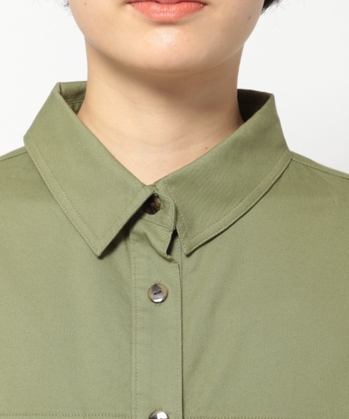 PAGEBOY（ページボーイ）の「ロングミリタリーシャツワンピース（ワンピース・レディース・カーキ/グレイッシュベージュ/ホワイト・FREE）」の15枚目の写真